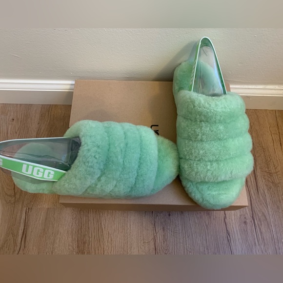 UGG Fluff Yeah Slide Apple Green Women’s Size 9 New With Box - Picture 6 of 8